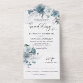 ダスティブルー石板パステルライト結婚ズ詳細RSVP オールインワン招待状 (内側)