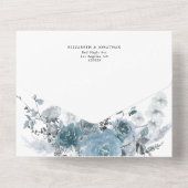 ダスティブルー石板パステルライト結婚ズ詳細RSVP オールインワン招待状 (裏面)