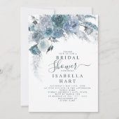 ダスティブルー石板ボホパンパフローラブライダルシャワー 招待状 (正面)