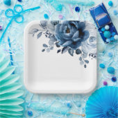 ダスティブルー石板海軍フローラ結婚植物学校パパ ペーパープレート (パーティー)