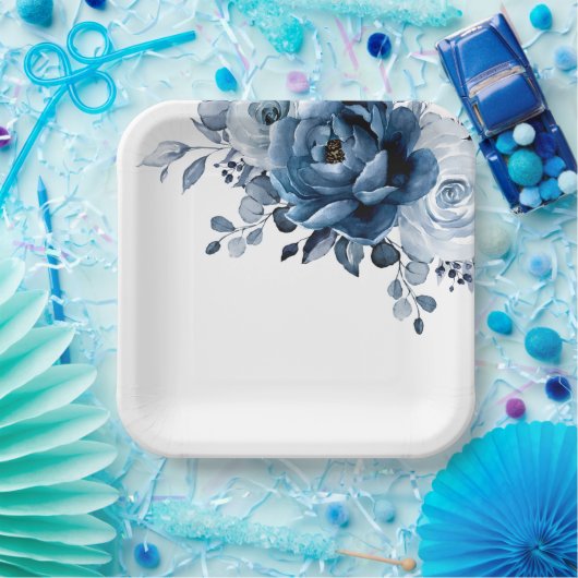 ダスティブルー石板海軍フローラ結婚植物学校パパ ペーパープレート (パーティー)