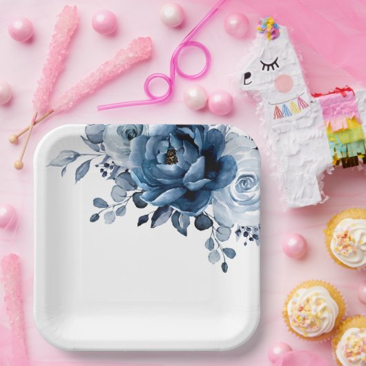 ダスティブルー石板海軍フローラ結婚植物学校パパ ペーパープレート (パーティー)