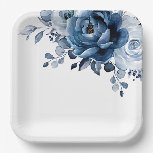 ダスティブルー石板海軍フローラ結婚植物学校パパ ペーパープレート (正面)