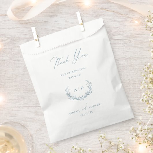 ダスティブルー紙お気に入りバッグ結婚ズサンキュー フェイバーバッグ (クリップ留めされた状態)