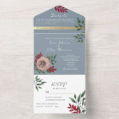 ダスティブルー素朴フローラオールインワン招待状 オールインワン招待状 (内側)