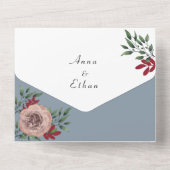 ダスティブルー素朴フローラオールインワン招待状 オールインワン招待状 (裏面)