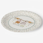 ダスティブルー素朴フローラコテージコアジェンダーリビール ペーパープレート (アングル)