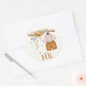 ダスティブルー素朴フローラコテージコアジェンダーリビール ラウンドシール (封筒)