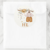 ダスティブルー素朴フローラコテージコアジェンダーリビール ラウンドシール (バッグ)