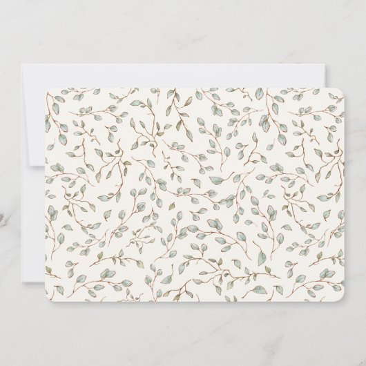 ダスティブルー素朴フローラコテージコアジェンダーリビール 招待状 (裏面)