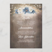 ダスティブルー素朴フローラ結婚ズインフォメーションゲスト エンクロージャーカード (正面)