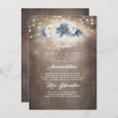 ダスティブルー素朴フローラ結婚ズインフォメーションゲスト エンクロージャーカード (正面/裏面)