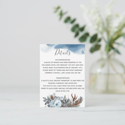 ダスティブルー素朴フローラ結婚ズ詳細披露宴 エンクロージャーカード (スタンド正面)