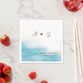 ダスティブルー素朴モノグラムビーチ結婚式 スタンダードカクテルナプキン (インサイチュ)