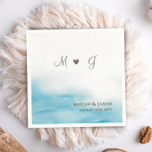 ダスティブルー素朴モノグラムビーチ結婚式 スタンダードカクテルナプキン