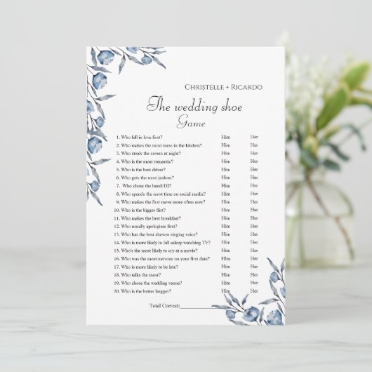 ダスティブルー結婚のシューゲームパーティーゲームカード 案内状 (スタンド正面)