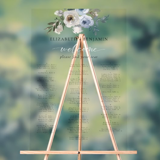 ダスティブルー結婚のフローラアルファベット アクリルサイン (ニュートラル)