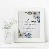 ダスティブルー結婚のフローラ歓迎エレガント ポスター