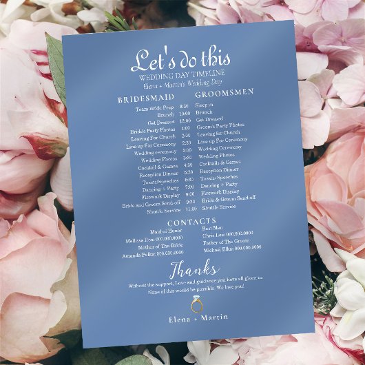 ダスティブルー結婚のブライダルタイムライン