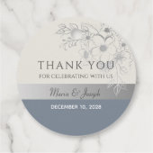 ダスティブルー結婚の感謝メッセージカード フェイバータグ (裏面)