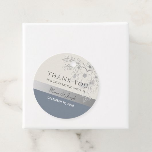 ダスティブルー結婚の感謝メッセージカード フェイバータグ (インサイチュ)