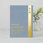 ダスティブルー結婚ズフォイル招待状 箔招待状 (立ち正面)