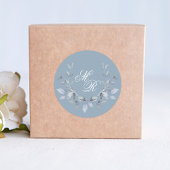 ダスティブルー結婚ズモノグラムカスタム ラウンドシール