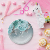 ダスティブルー結婚フローラのケーキ ペーパープレート (パーティー)