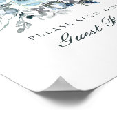 ダスティブルー結婚フローラのゲストブックサイン ポスター (角)