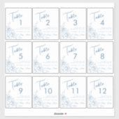 ダスティブルー結婚フローラのワインラベルテーブル番号 シール (シート)