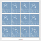 ダスティブルー結婚フローラのワインラベルテーブル番号 シール (シート)