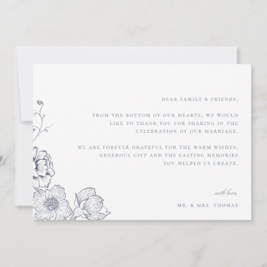ダスティブルー結婚フローラの写真 サンキューカード (裏面)