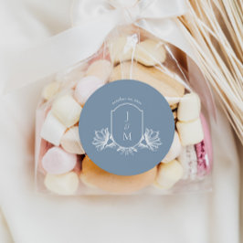 ダスティブルー結婚フローラの凸型丸ラベル ラウンドシール