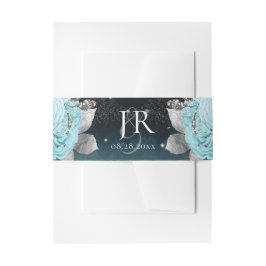 ダスティブルー結婚フローライニシャル 招待状ベリーバンド