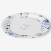 ダスティブルー結婚フローラ紙プレート ペーパープレート (アングル)