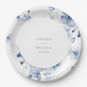 ダスティブルー結婚フローラ紙プレート ペーパープレート (正面)