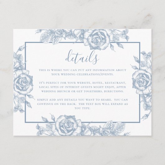 ダスティブルー結婚フローラ詳細 エンクロージャーカード (正面)