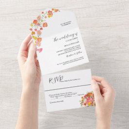 ダスティブルー結婚フローラ オールインワン招待状