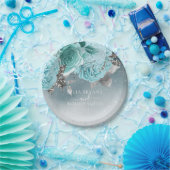 ダスティブルー結婚フローラ ペーパープレート (パーティー)