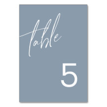 ダスティブルー結婚ミニマリストのテーブル番号