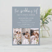 ダスティブルー結婚ミニマルQRコード 招待状 (スタンド正面)