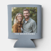 ダスティブルー結婚式の引き出物フォトミニマルモダンリスト 缶クーラー (裏面)