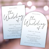 ダスティブルー結婚式招待状アーチフォトQRコード 招待状