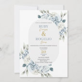 ダスティブルー結婚式招待状スペインのイン 招待状 (正面)