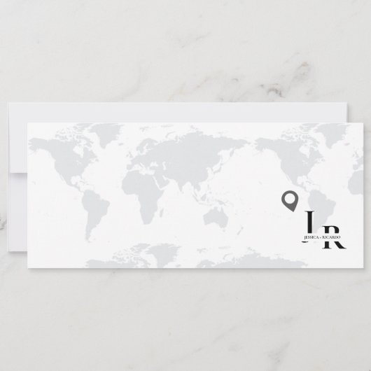 ダスティブルー結婚式招待状ボーディングパスチケット 招待状 (裏面)