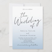 ダスティブルー結婚式招待状写真QRコード 招待状 (正面)