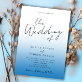 ダスティブルー結婚式招待状写真QRコード 招待状