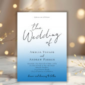 ダスティブルー結婚式招待状写真QRコード 招待状