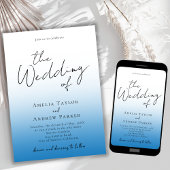 ダスティブルー結婚式招待状写真QRコード 招待状