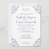 ダスティブルー結婚式招待状 |とエレガントヴィンテージ 招待状 (正面)